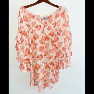 Ivy Jane floral ruffle tunic shirt casual work top